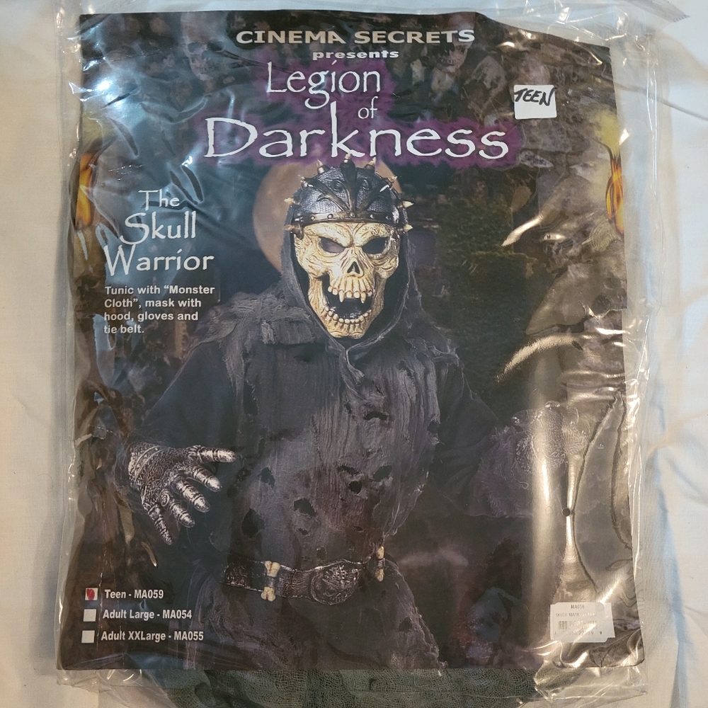 NEW- The Skull Warrior- Legion of Darkness Teen Costume 12-16 Halloween Cosplay